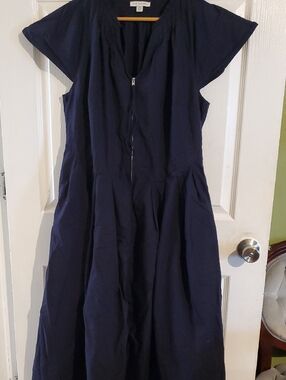 Free Assembly Navy Zip-Front Maxi Dress